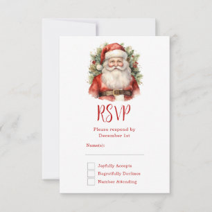 Vintage Kerstman Smiling RSVP Kaartje