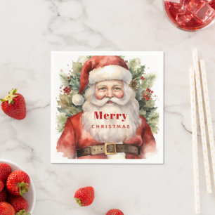 Vintage Kerstman Smiling Servet