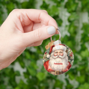 Vintage Kerstman Smiling Sleutelhanger