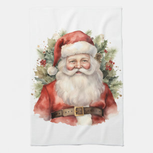 Vintage Kerstman Smiling Theedoek