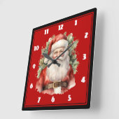 Vintage Kerstman Smiling Vierkante Klok (Hoek)