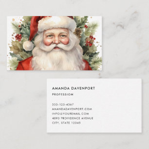 Vintage Kerstman Smiling Visitekaartje