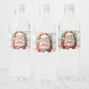 Vintage Kerstman Smiling Waterfles Etiket