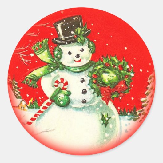 Vintage kerstman Sticker (Voorkant)