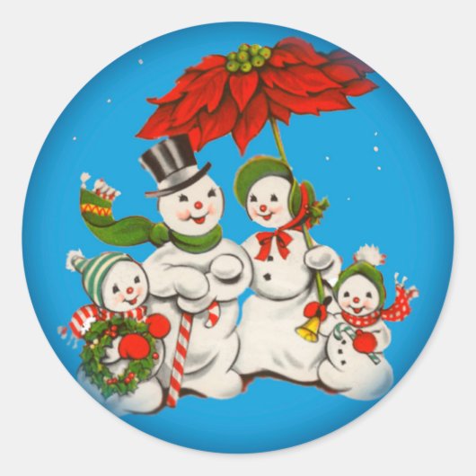 Vintage-kerstman Sticker familie Snowman (Voorkant)
