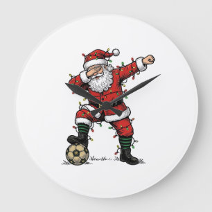 Vintage Kerstman Voetbal Kerst Sport T-shirt_1 Grote Klok