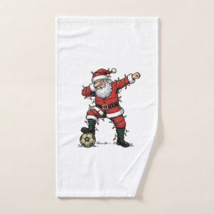 Vintage Kerstman Voetbal Kerst Sport T-shirt_1 Handdoek