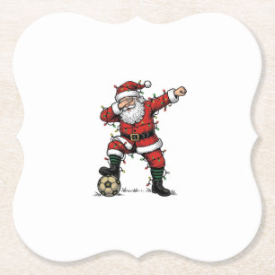 Vintage Kerstman Voetbal Kerst Sport T-shirt_1 Kartonnen Onderzetters