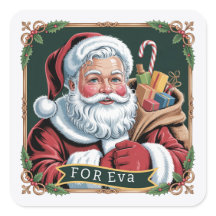 Vintage Kerstman Zegel Sticker