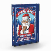 Vintage Kerstman Zegt Vrolijk Kerstfeest Fotoblokken (Links)