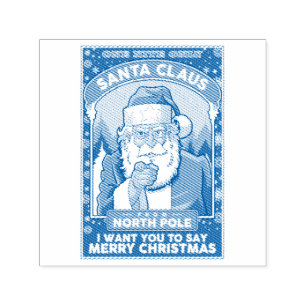 Vintage Kerstman Zegt Vrolijk Kerstfeest Zelfinktende Stempel