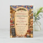 Vintage Kerstmarkt Feest Kaart (Staand voorkant)