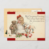 Vintage-kerstmeisje Briefkaart (Voorkant / Achterkant)