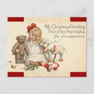 Vintage-kerstmeisje Briefkaart