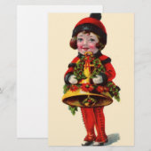 Vintage-kerstmeisje Briefpapier (Voorkant / Achterkant)