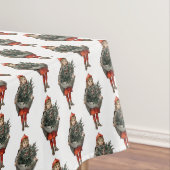 Vintage-kerstmeisje en Holly Berries Tafelkleed (Voorbeeld)