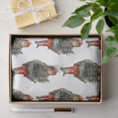 Vintage-kerstmeisje en Holly Berries Tissuepapier (Geschenk)