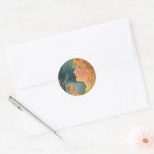 Vintage-kerstmeisje Ronde Sticker (Envelop)