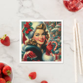Vintage-kerstmeisje Servet (Insitu)