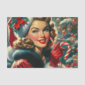 Vintage-kerstmeisje Tissuepapier (Voorkant)