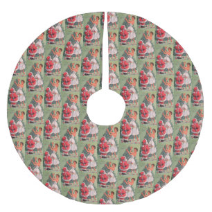 Vintage-kerstmeisje uit de jaren '50, die de boom  kerstboom rok