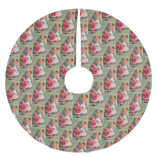 Vintage-kerstmeisje uit de jaren '50, die de boom  kerstboom rok