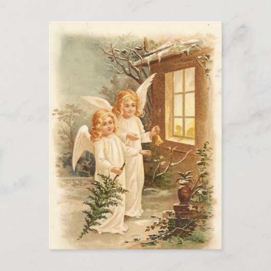 Vintage Kerstmis Angels Feestdagenkaart (Voorkant)