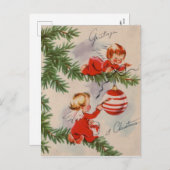 Vintage Kerstmis Angels Feestdagenkaart (Voorkant / Achterkant)