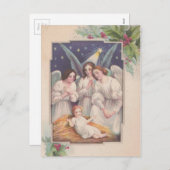 Vintage Kerstmis Angels Feestdagenkaart (Voorkant / Achterkant)