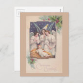 Vintage Kerstmis Angels Feestdagenkaart (Voorkant / Achterkant)