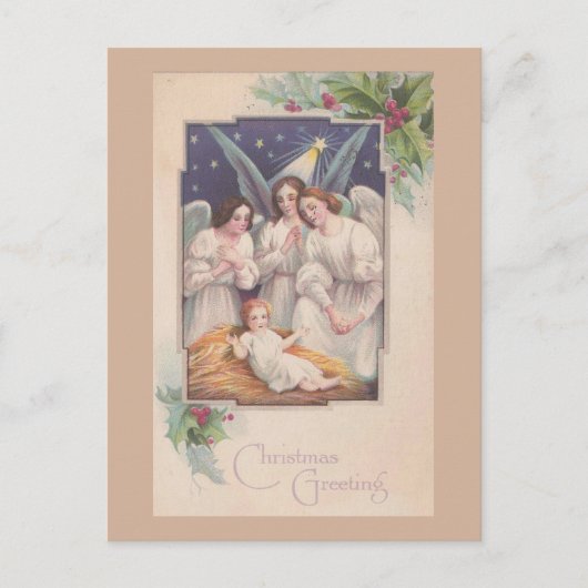Vintage Kerstmis Angels Feestdagenkaart (Voorkant)