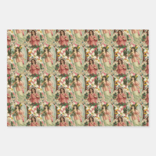 Vintage Kerstmis Angels Inpakpapier Vel