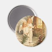 Vintage Kerstmis Angels Magneet (Voorkant / Achterkant)