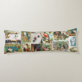 Vintage Kerstmis Antiek Collage Lichaamskussen (Achterkant)