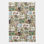 Vintage Kerstmis Antiek Collage Theedoek (Verticaal)