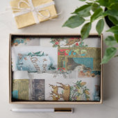 Vintage Kerstmis Antiek Collage Tissuepapier (Geschenk)