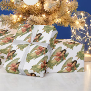 Vintage Kerstmis, Antiek Victoriaans Angel Cadeaupapier