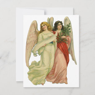 Vintage Kerstmis, Antiek Victoriaans Angel Die Cut Feestdagenkaart