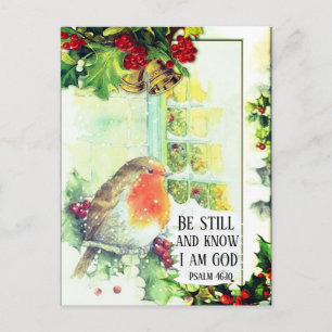 Vintage kerstmis "Be still and know" Bijbelversie Briefkaart