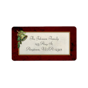 Vintage Kerstmis Bell en Holly Etiket