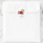 Vintage Kerstmis Bloemen gepersonaliseerd Ronde Sticker (Tas)