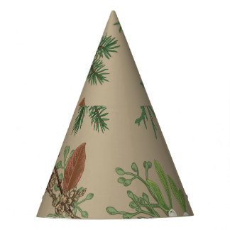 Vintage Kerstmis: Bloemen Jeneverbes Mistletoe. Feesthoedjes
