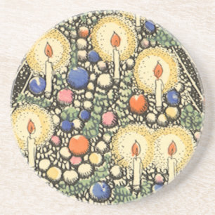 Vintage Kerstmis, boom met kaarsen en een ster Zandsteen Onderzetter