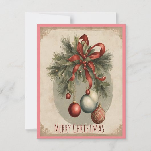 Vintage Kerstmis Charm Kaart (Voorkant)