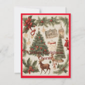 Vintage Kerstmis Charm Kaart (Achterkant)