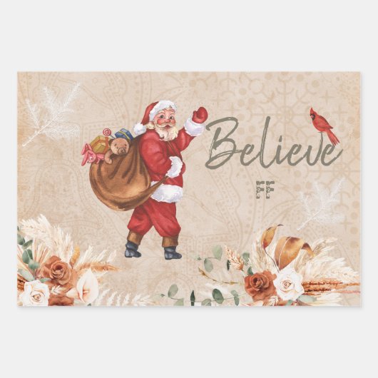 Vintage Kerstmis Collage Decoupage Inpakpapier Vel (Voorkant)