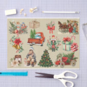 Vintage Kerstmis Collage Goud Tissuepapier (Craft)