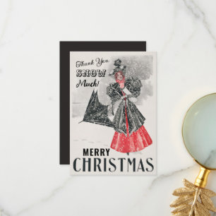 Vintage Kerstmis Custom Dank u Flat Kaart