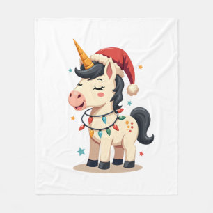 Vintage Kerstmis Dabbing Eenhoorn Kerstman Grappig Fleece Deken