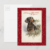 Vintage Kerstmis Dachshund Dog Feestdagenkaart (Voorkant / Achterkant)